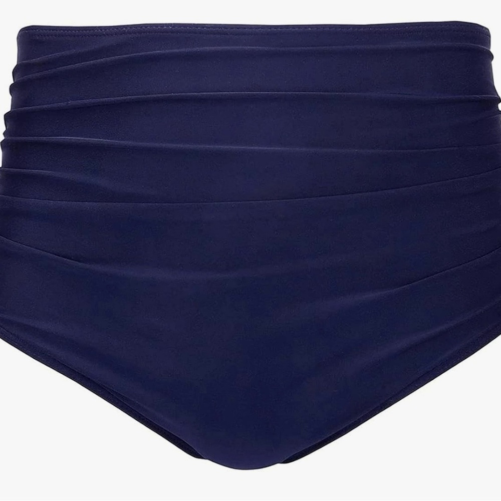 NWT Tempt Me Women High Waisted Bikini Bottom Tummy Control Ruched Swim Shorts M - Picture 2 of 8